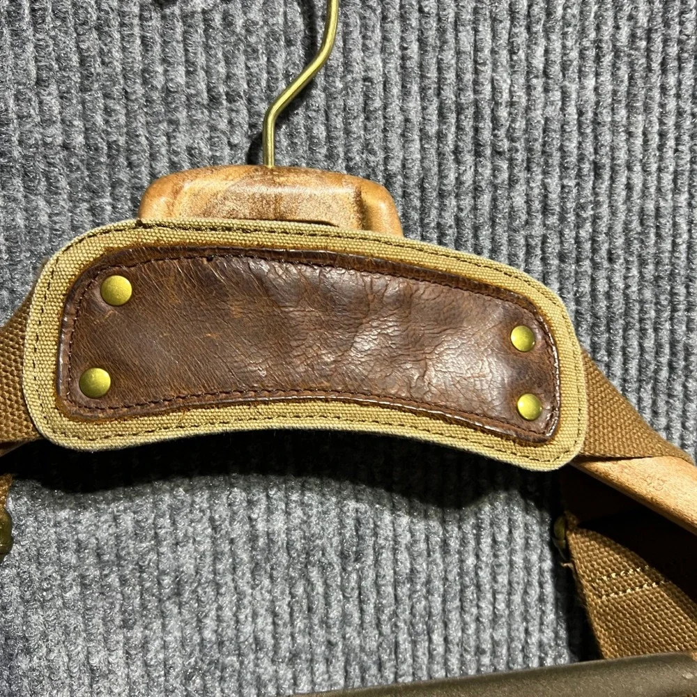 SC Cotton Messenger Bag Mens Large Tan Canvas Leather Trim Tactical Satchel